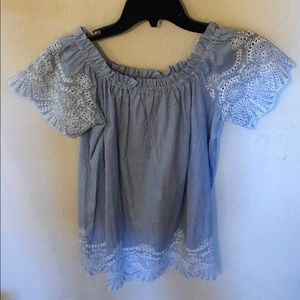 Sear sucker lace blouse